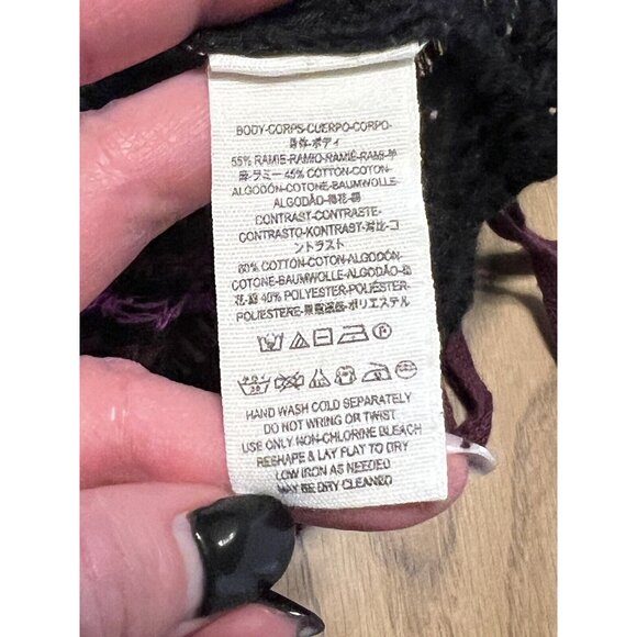 Free People Beach Black‎ Crochet Open Knit Tunic Top Size Measured Boho Cottage - Picture 8 of 8